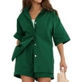 thumbnail image 2 of Coduop Women 2 Piece Pajama Set Loungewear Set Short Sleeve Loose Shirts and Shorts Sleepsuits, 2 of 6