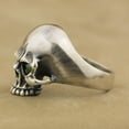 thumbnail image 3 of Green CZ Eyes 925 Sterling Silver Skull Ring Biker Rock Punk Jewelry TA62 US Size 8.5, 3 of 14