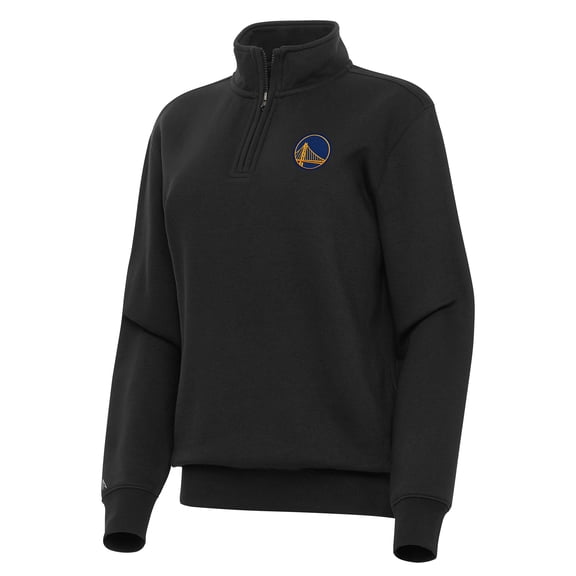 Women's Antigua Black Golden State Warriors Victory Quarter-Zip Sweatshirt