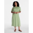 thumbnail image 2 of Time and Tru Women's and Women's Plus Seamed Cotton Midi Dress, Sizes XS-4X, 2 of 5
