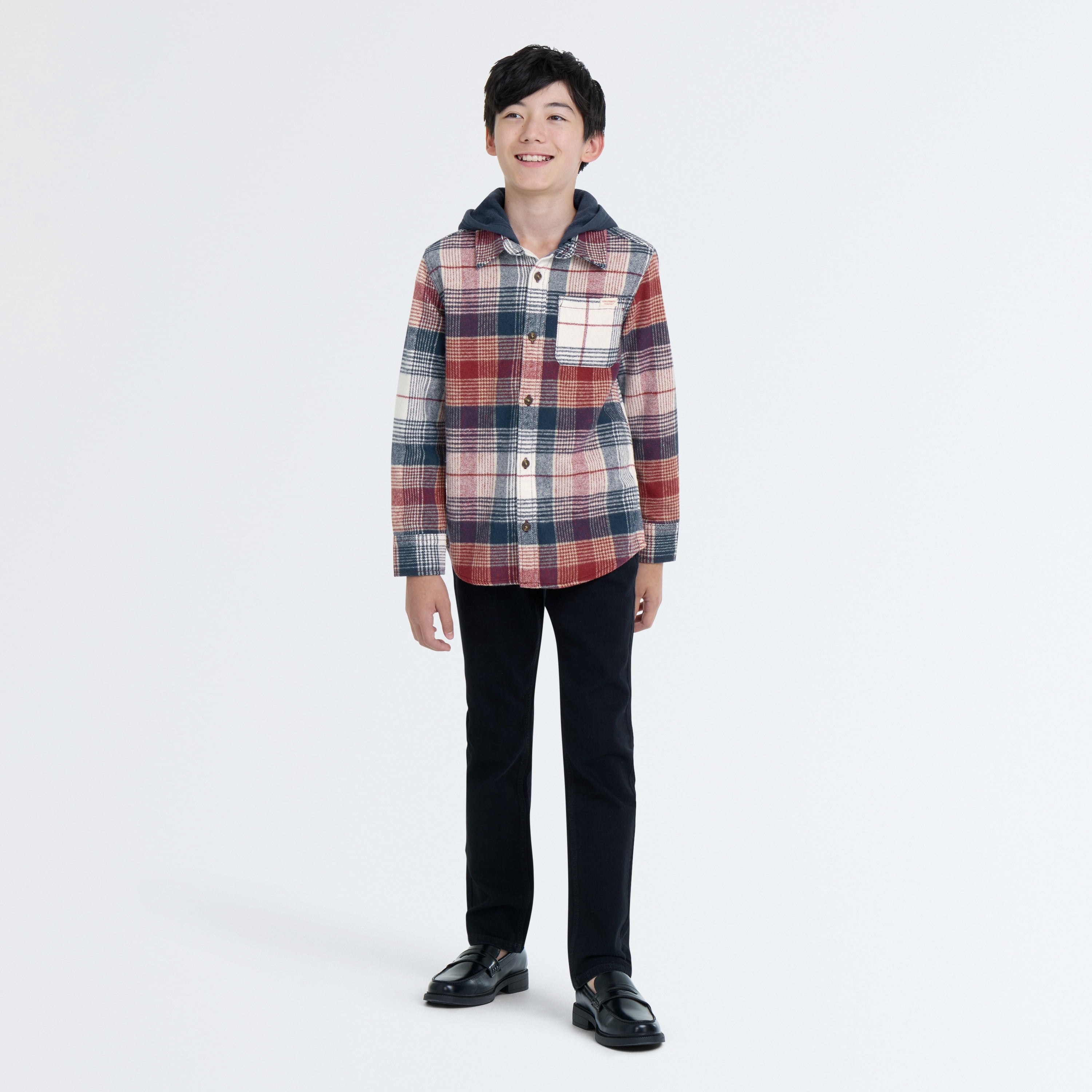 Levi Strauss Signature Boys Hooded Plaid Flannel, Sizes 4-18
