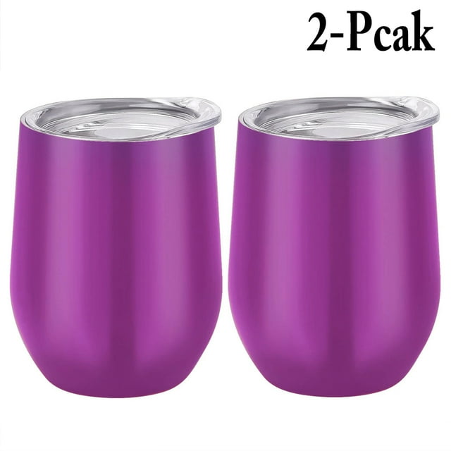 Coofit 2 Pcs Verres à Vin en Acier Inoxydable Isolés Verres à Bière avec Couvercle