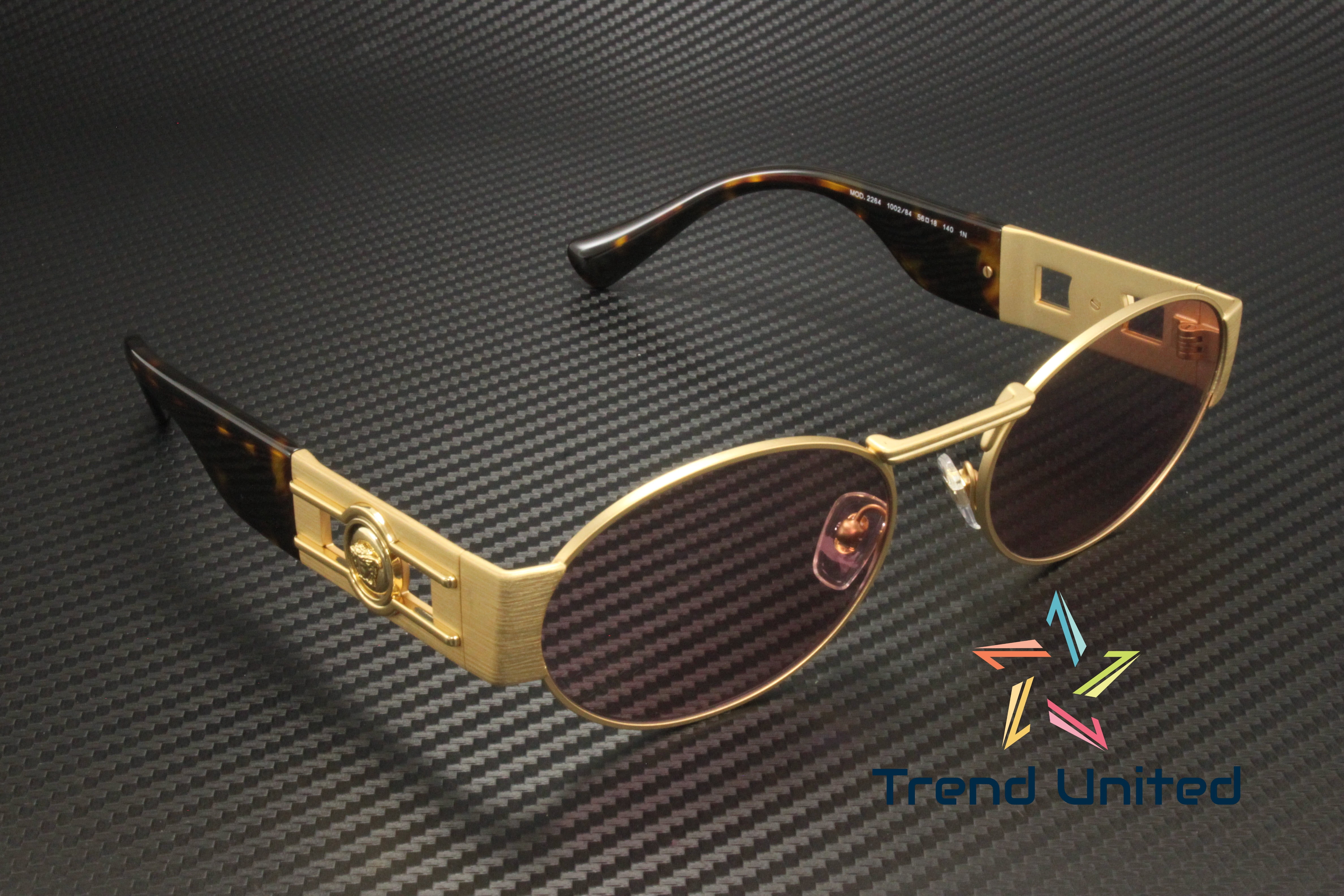 Versace VE 2264 Metal Unisex Oval Sunglasses Matte Gold 56mm Adult