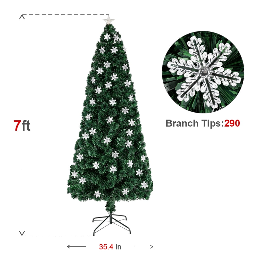 Lowestbest 7FT Artificial Christmas Tree, Pre-Lit Optical Fiber Tree with Multicolored LED Lights & Metal Stand, Christmas Decorations for Indoor, Easy Assembly, 290 Branches (Green) Lowestbest 7FT Artificial Christmas Tree, Pre-Lit Optical Fiber Tree with Multicolored LED Lights & Metal Stand, Christmas Decorations for Indoor, Easy Assembly, 290 Branches (Green)