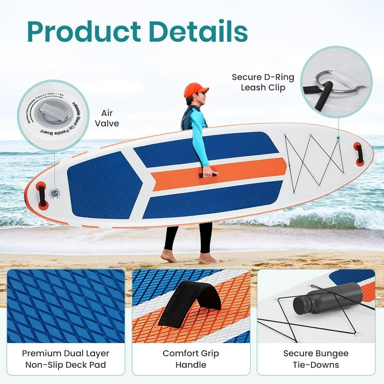 STAND UP BOARD 青/オレンジ Edx Inflatable Stand Up Paddle Boards 10 ft 5 in with