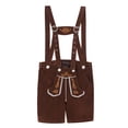 thumbnail image 7 of Hpapadks Women's Pants Oktoberfest Bavarian Style Denim Overalls Lederhosen Shorts Slacks for Women Brown M, 7 of 7