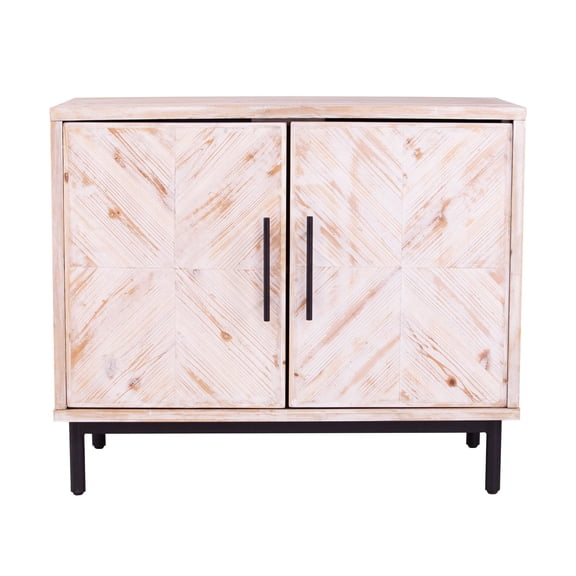 Southern Enterprises 36" White and Black Rustic Anywhere Storage Cabinet