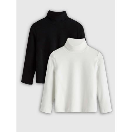 

Long Sleeve BASICS Toddler Girls 2 Pack Turtle Neck Tops T Shirt S221904X Black and White 6Y(46IN)