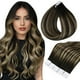 thumbnail image 1 of Extensiones de cabello con cinta Full Shine de 20 pulgadas, cinta de cabello humano real en 1B negro apagado que se desvanece a 27 rubio miel y negro apagado, 50 gramos de extensiones de cabello adhes, 1 of 5