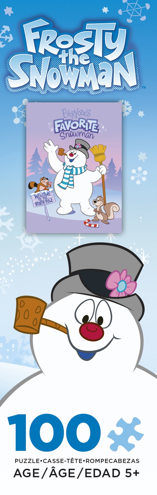 Ceaco 100-Piece Kids Frosty the Snowman Everyone's Favorite Snowman Interlocking Jigsaw Puzzle