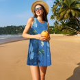 thumbnail image 3 of Balery Hibiscus Flowers Calm Water Vestidos de verano para mujer con estampado: vestido holgado sin mangas, vestido playero informal y cómodo para días calurosos., 3 of 7