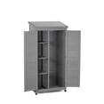 thumbnail image 3 of Gzxs Outdoor Storage Wood Cabinet with Metal Top, Garden Tools Shed for Patio and Yard, 33.5"L x 20.5"W x 68.5"H, Gray, 3 of 8