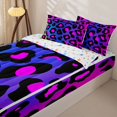 thumbnail image 3 of Erosebridal Neon Rainbow Leopard Zipper Queen Comforter Set with Fitted Sheet and 2 Pillowcases,Hot Pink Blue Cheetah Spot Gradient Zipper Bedding Set For Girls,Colorful Stars Reversible,4 Pieces, 3 of 7