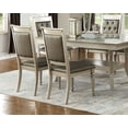 thumbnail image 7 of Traditional Formal Dining Table w Shelf 6x Side Chairs Tufted Back Seats Upholstered Kitching 7pc Silver Dining Room Furniture, 7 of 7