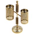 thumbnail image 2 of Candelabro de estilo europeo, candelero chapado en oro hueco tallado para boda, sala de estar, escritorio, festiva, centro de Doble BLESIY Portavelas de pilar, 2 of 7