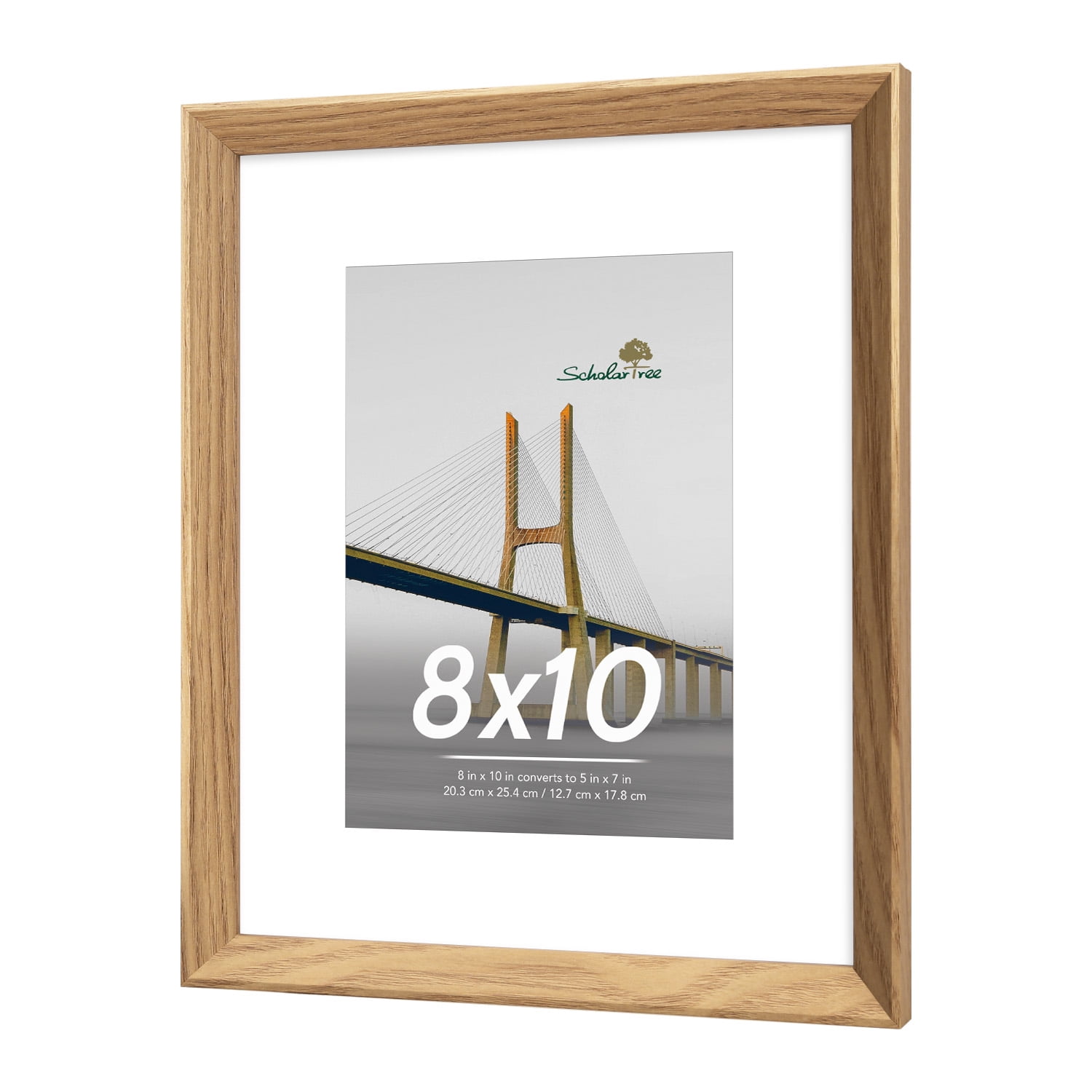 Scholartree 5 PACK 8x10 Wooden Picture Frames, 8x10 Matted to 5x7 Tabletop Picture Frame, Beige