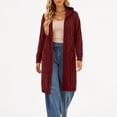 thumbnail image 5 of Otvok Women Hooded Cable Knit Long Cardigan, Open Front Long Sleeve Maxi Length Loose Sweater Coat with Side Pockets, 5 of 7