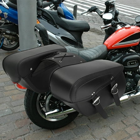 2x PU Motorcycle Harley Universal Saddle Bags Cross Rider Panniers Tool (Best Adventure Motorcycle Panniers)