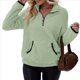 thumbnail image 1 of Sudadera Informal de con Cremallera de un Cuarto para Mujer, Larga, Ligera, Suave y Afelpada, con Bolsillos. Verde XXL, 1 of 8