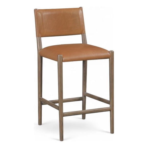 Meridian Furniture Tabouret de Comptoir en Cuir Végétalien Cognac Andie