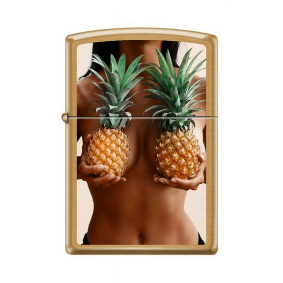 Zippo Lighter - Pineapple Woman - Brushed Brass