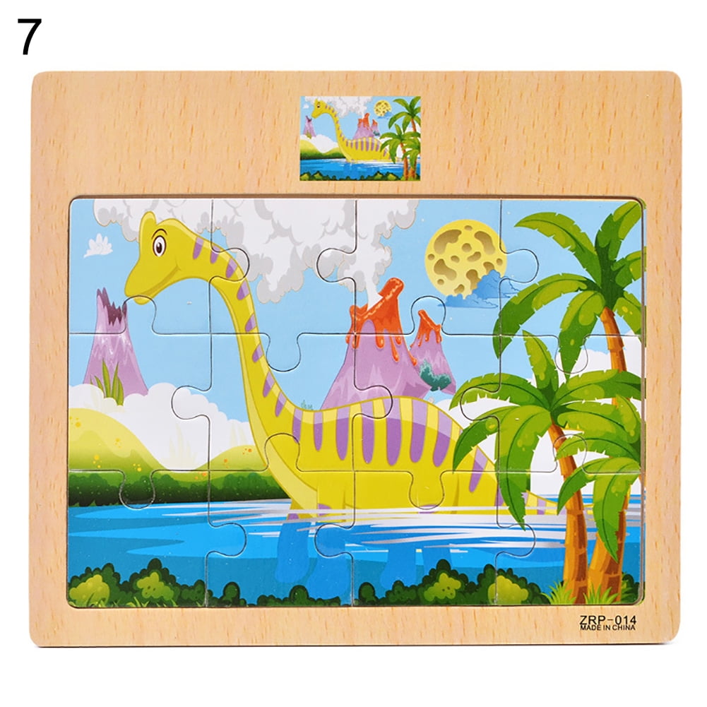 perzoe wooden colorful dinosaur zebra animal jigsaw puzzles board intelligent kids toy walmart com