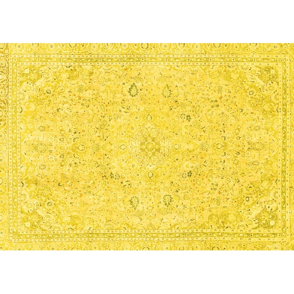 Ahgly Company Indoor Rectangle Abstract Yellow Modern Area Rugs, 3' x 5'