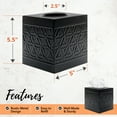 thumbnail image 3 of Autumn Alley Black Tissue Box Cover Square, Tissue Box Cover, Tissue Holders for Bathrooms, Bedroom, Kitc Shen with Embossed Pattern Tissue Holders Decorative, Rustic, Black, 3 of 7