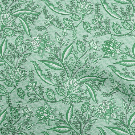 oneOone Polyester Spandex Sea Green Fabric Asian Floral Craft Projects Decor Fabric Printed By The Yard 56 Inch Wide