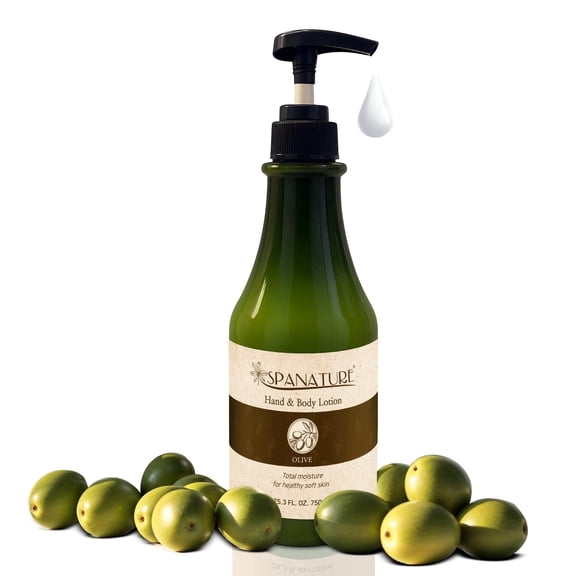 Spanature Olive Body Lotion, Greek Olive Oil, Nourishing & Restoring Moisturizer, 750 mL Pump, Made in Korea