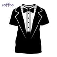 thumbnail image 2 of Ropa divertida para hombre, esmoquin con personalidad, traje de corbata retro, camisetas gráficas, traje falso de moda, camisetas casuales de manga corta para fiesta para hombre, 2 of 5