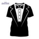 thumbnail image 2 of Ropa divertida para hombre, esmoquin con personalidad, traje de corbata retro, camisetas gráficas, traje falso de moda, camisetas casuales de manga corta para fiesta para hombre, 2 of 5