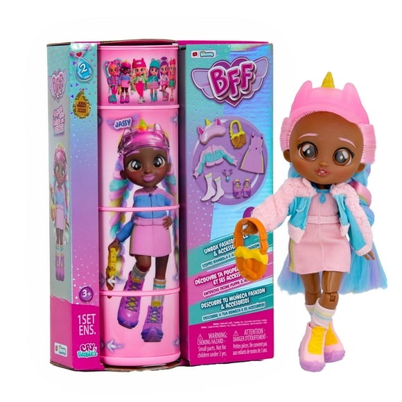 Cry Babies Poupée de Mode BFF Jasmine avec 9+ Surprises Incluant Tenue et Accessoires pour Jouet de Mode, Filles et Garçons de 4 Ans et Plus, Poupée de 7,8 Pouces, Multicolore