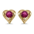 thumbnail image 1 of 10k Yellow Gold Round Rhodolite Garnet Heart Earrings, 1 of 1