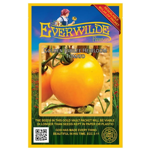 Everwilde Farms - 100 Golden Jubilee Heirloom Tomato Seeds - Gold Vault Jumbo Bulk Seed Packet