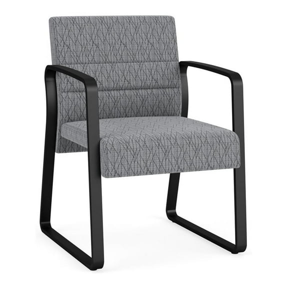 Waterfall Reception Waiting Sled Base Guest Chair / Black Steel / Gray