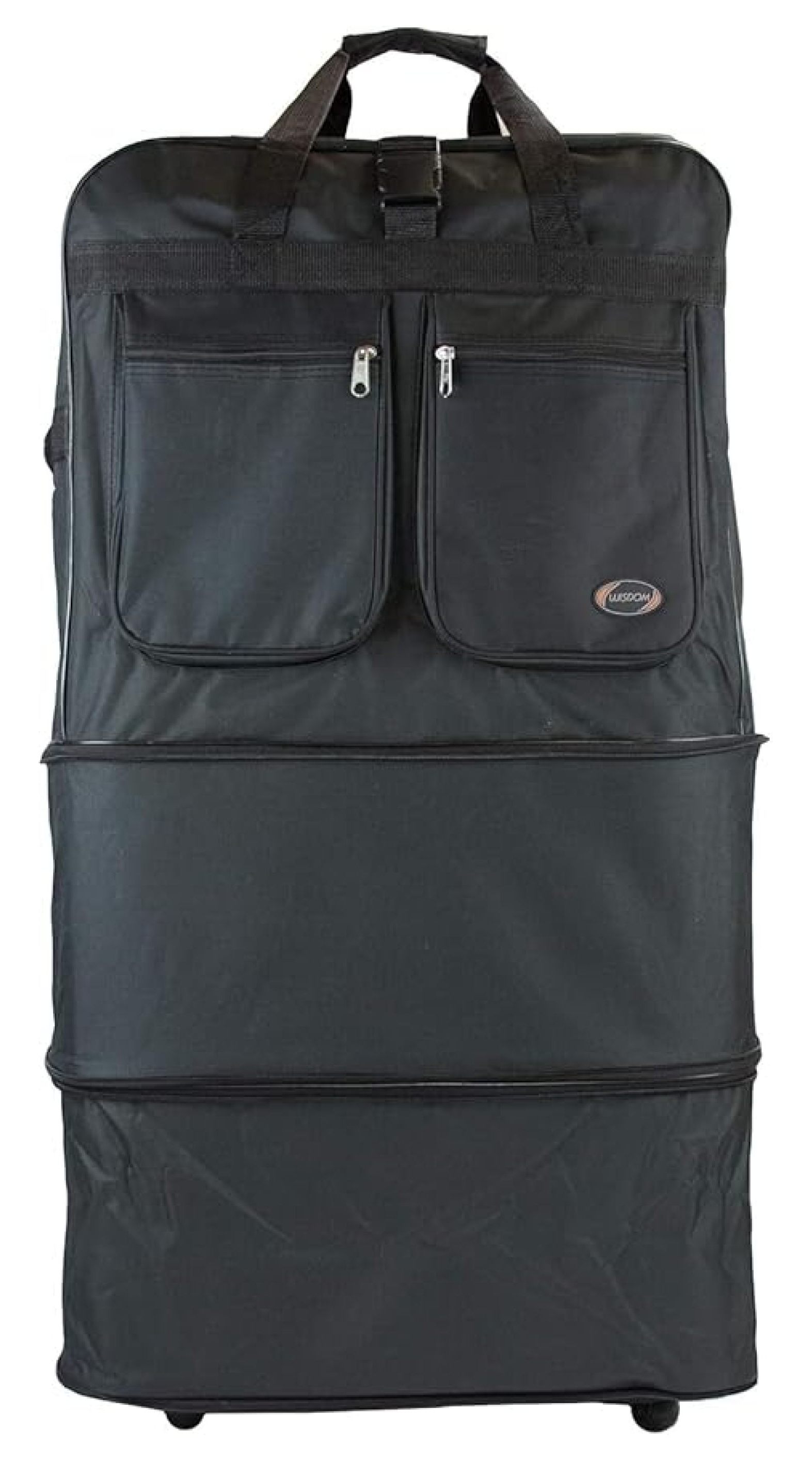 40" Black Large Rolling 6 Wheeled Duffel Bag Spinner Suitcase Duffle Bag Luggage