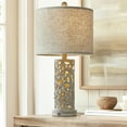 thumbnail image 4 of Oneach 3 Way Dimmable Touch Table Lamp for Living Room Bedroom Bedside Lamp with USB Ports 22" Retro Farmhouse Nightstand Lamp Resin Home(Bulb), 4 of 10