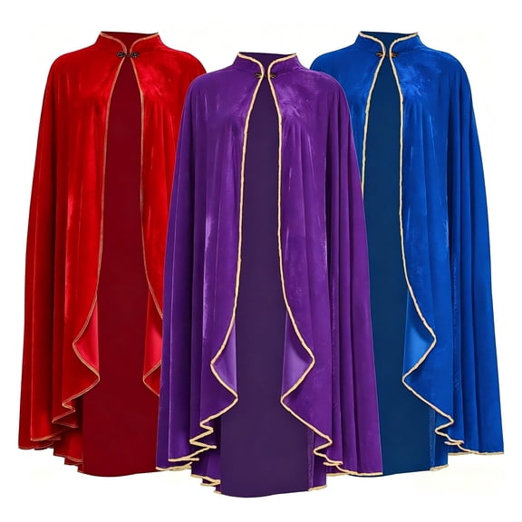Hvyesh Mens Womens Robe Costume Royal Cosplay Cape Medieval Prince Viking Cloak Halloween Velour Capelet