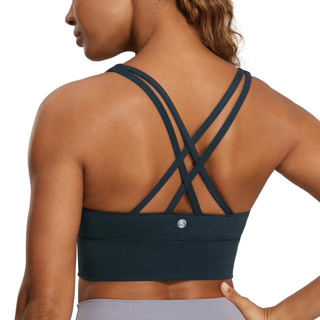 Top Deportivo CRZ YOGA Sensación Desnuda con Tirantes y Corte Largo Azul Marino S
