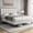 Beige, variant on Yaheetech Upholstered Platform Bed Frame with Square Tufted Headboard, Full, Navy Blue