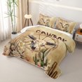 thumbnail image 3 of Homewish Retro Bull Skull Twin Quilt Set,Desert Plant Cactus Twin Coverlet Set,Brown,2-Piece, 3 of 7