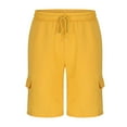 thumbnail image 2 of Fengqque Men's Casual Cargo Pants Shorts Elastic Waist Drawstring Lightweight Outdoor Summer Beach Hiking Shorts Yellow XL(XL), 2 of 6