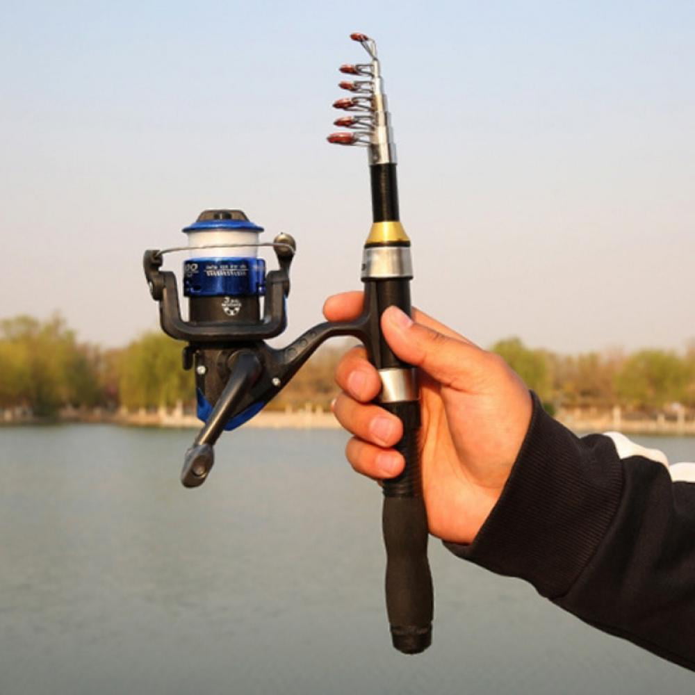 1.5m Portable Telescopic Fishing Rod Travel Spinning Fishing Pole Glass Fiber 