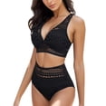 thumbnail image 3 of TOWED22 Women Swimsuit Bikini Set High Waisted Push up Cheeky Drawstring Two Piece Bathing Suit(Black,L), 3 of 3