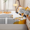 thumbnail image 5 of Homewish Bohemian Abstract Stripes Zipper Queen Comforter Set with Fitted Sheet and 2 Pillowcases,Mid-Century Plants Zipper Bedding Set,White Orange,Reversible,4pcs, 5 of 8