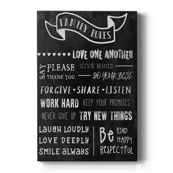 Wexford Home Chalkboard Rules I - 18" x 27" Wrapped Canvas Textual Art, Ready to Hang