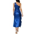 thumbnail image 3 of INSPIRE CHIC Women's One Shoulder Dress Sparkly Ruched Ruffle Bodycon Cocktail Dress XL Blue, 3 of 6