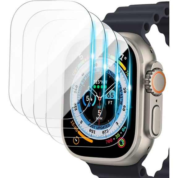 [4 Pack] Tempered Glass Screen Protector Compatible with Apple Watch Ultra 49mm, 9H Hardness Waterproof Anti-Scratch Bubble-Free, Film for iWatch Ultra Accessories