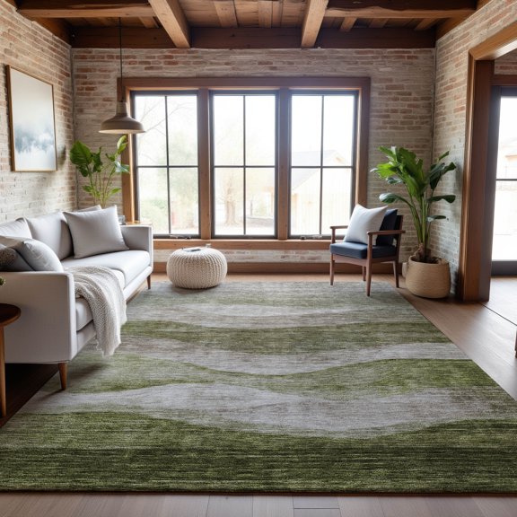 Addison Rugs Mayfield Premium Machine Washable Transitional Swirls Green Rectangle Rug, 10' x 14'